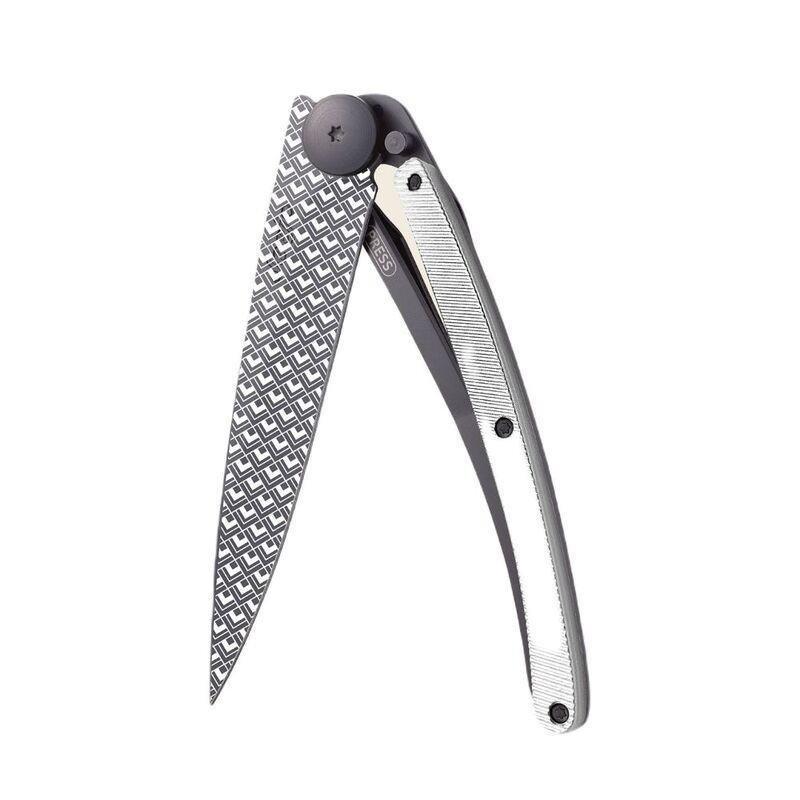 Deejo 37G Pocket Knife - Light (Grey) Aluminium/Quadratic (Black), , large image number 0