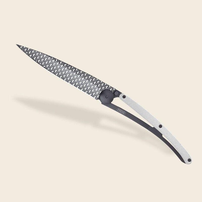 Deejo 37G Pocket Knife - Light (Grey) Aluminium/Quadratic (Black), , large image number 1