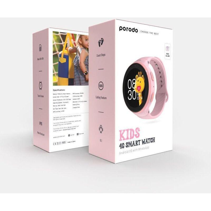 Porodo Kids 4G Smart Watch Android OS With WhatsApp - Pink, , large image number 2
