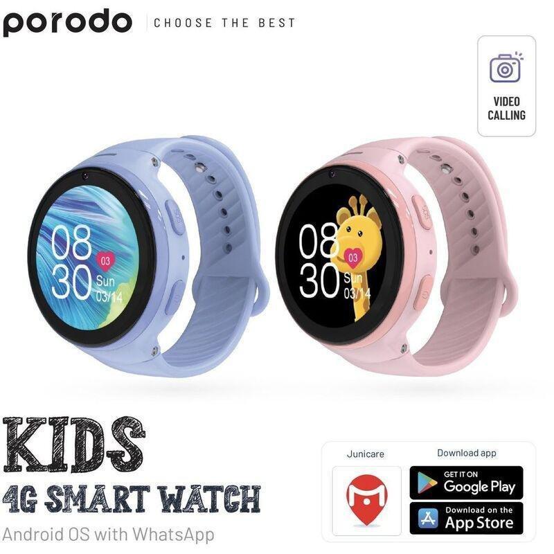 Porodo Kids 4G Smart Watch Android OS With WhatsApp - Pink, , large image number 3
