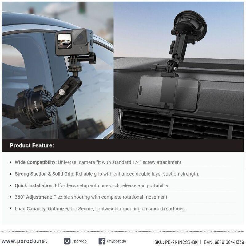 Porodo Phone & Camera Mount Indoor & Outdoor USE, , large image number 1