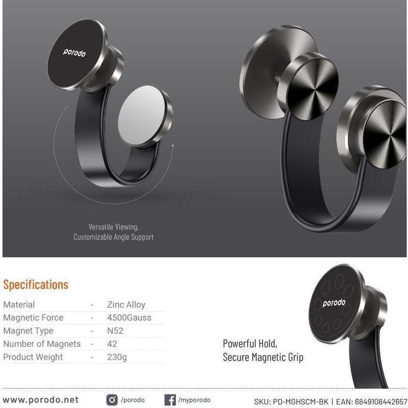 Porodo Flexible Arm Magnetic Car Mount, , large image number 4