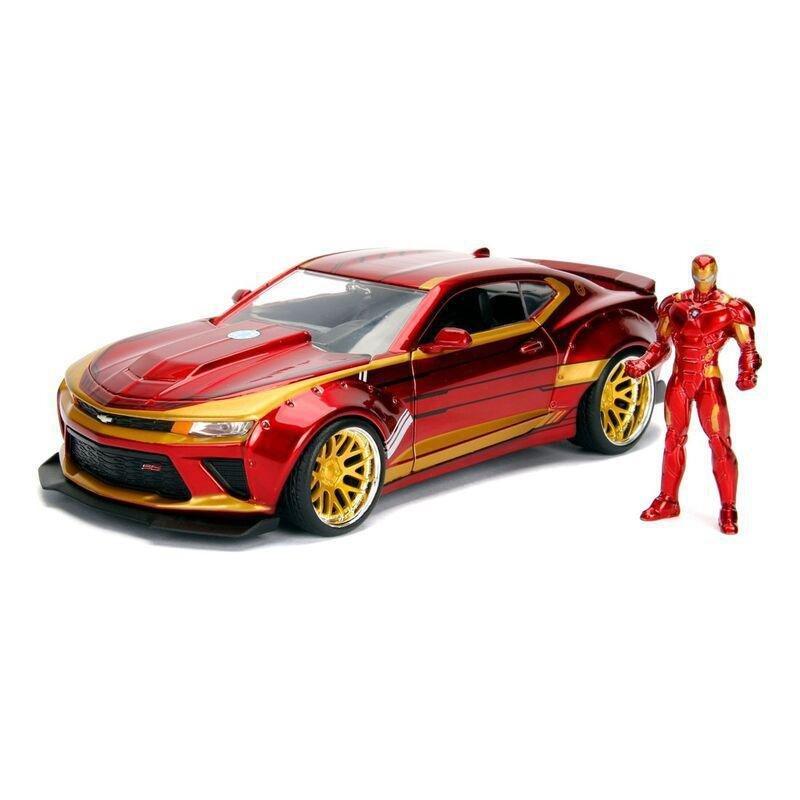 Jada Toys Metals Marvel Avengers Iron Man And 2016 Chevy Camaro Diecast Model Car With Figure 1.24 Scale, , large image number 0