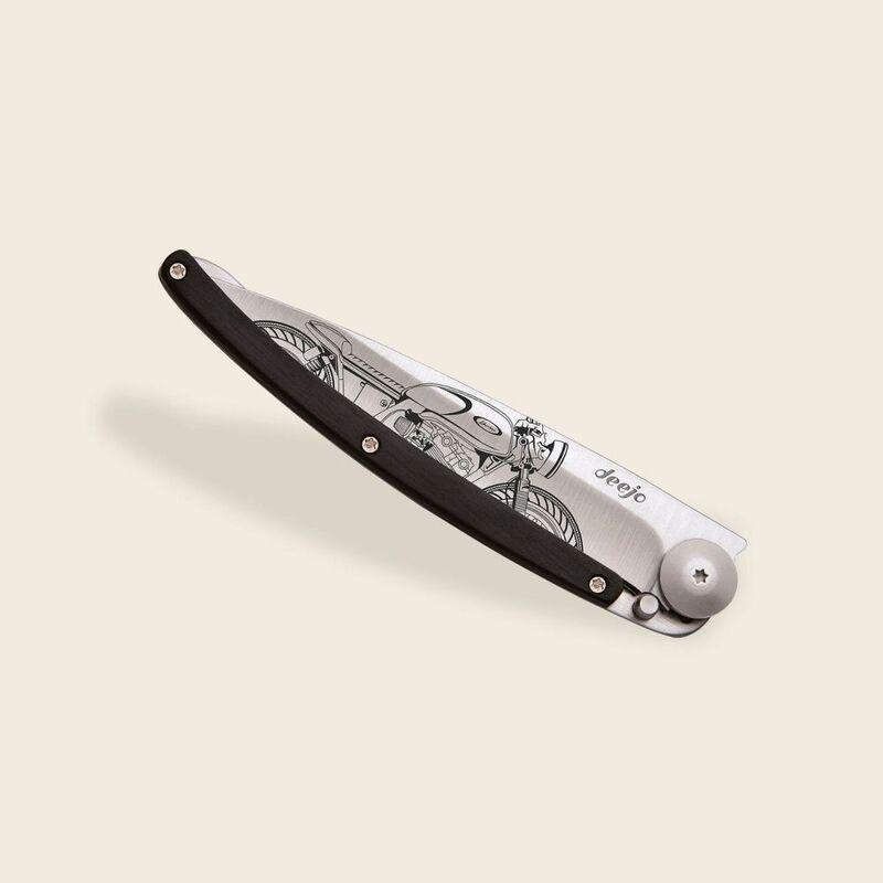 Deejo 37G Pocket Knife - Ebony Wood/Cafe Racer (Grey), , large image number 2