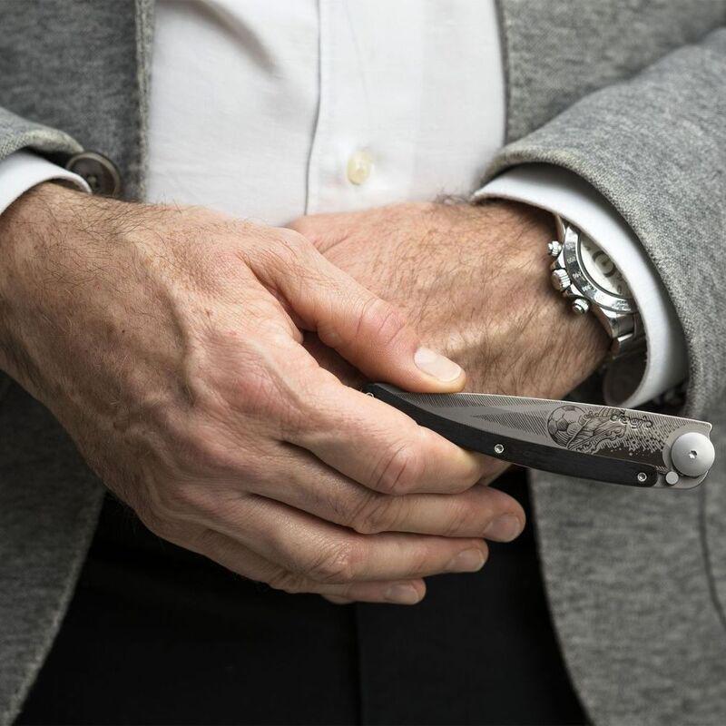 Deejo 37G Pocket Knife - Ebony Wood/Goal (Grey), , large image number 4