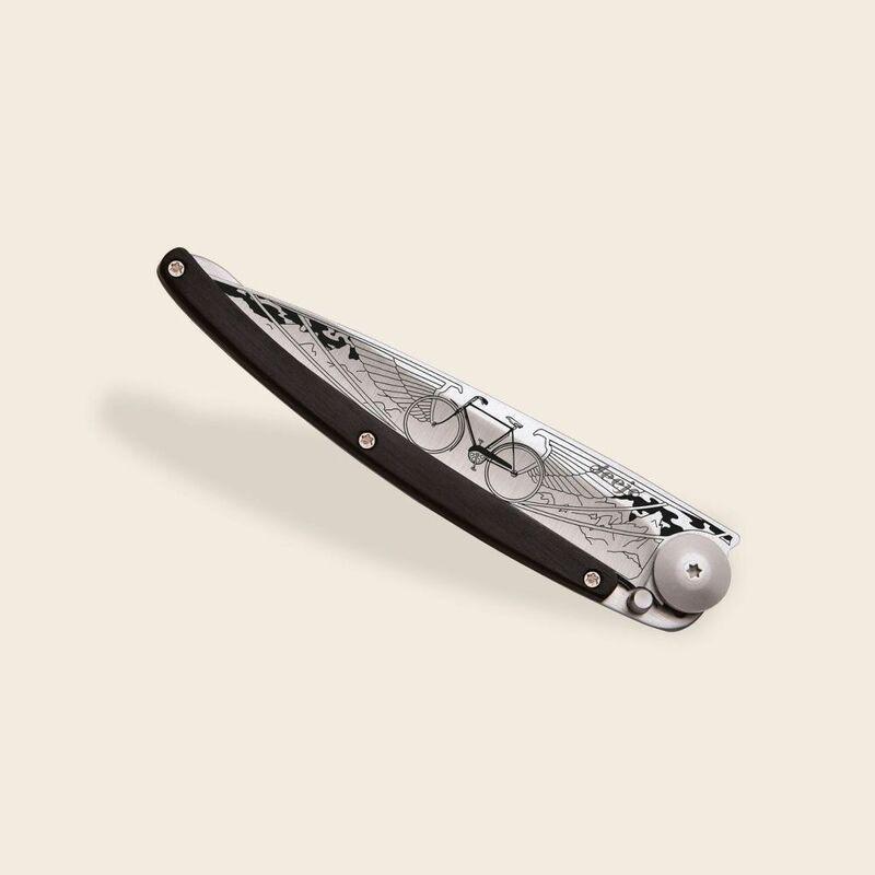 Deejo 37G Pocket Knife - Ebony Wood/Bicycle (Grey), , large image number 2