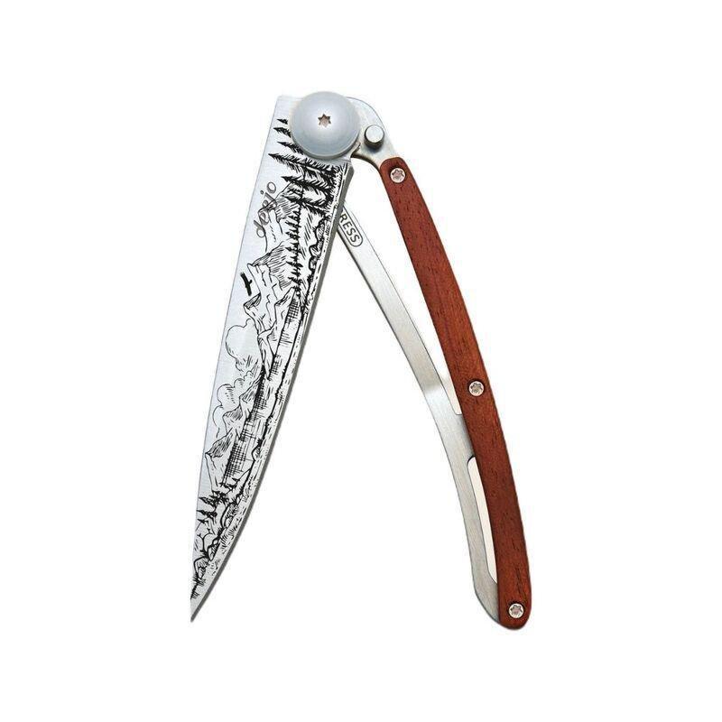 Deejo 37G Pocket Knife - Coral Wood/Mountain (Grey), , medium