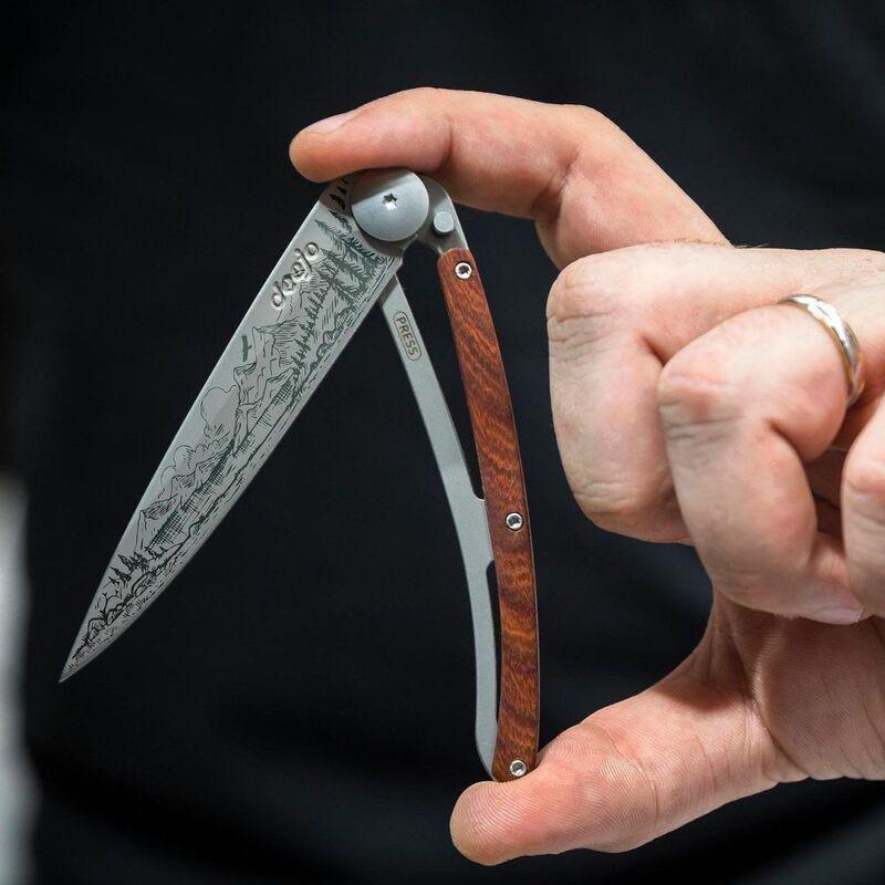 Deejo 37G Pocket Knife - Coral Wood/Mountain (Grey), , large image number 5