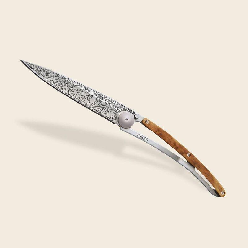 Deejo 37G Pocket Knife - Juniper Wood/Art Nouveau (Grey), , large image number 1