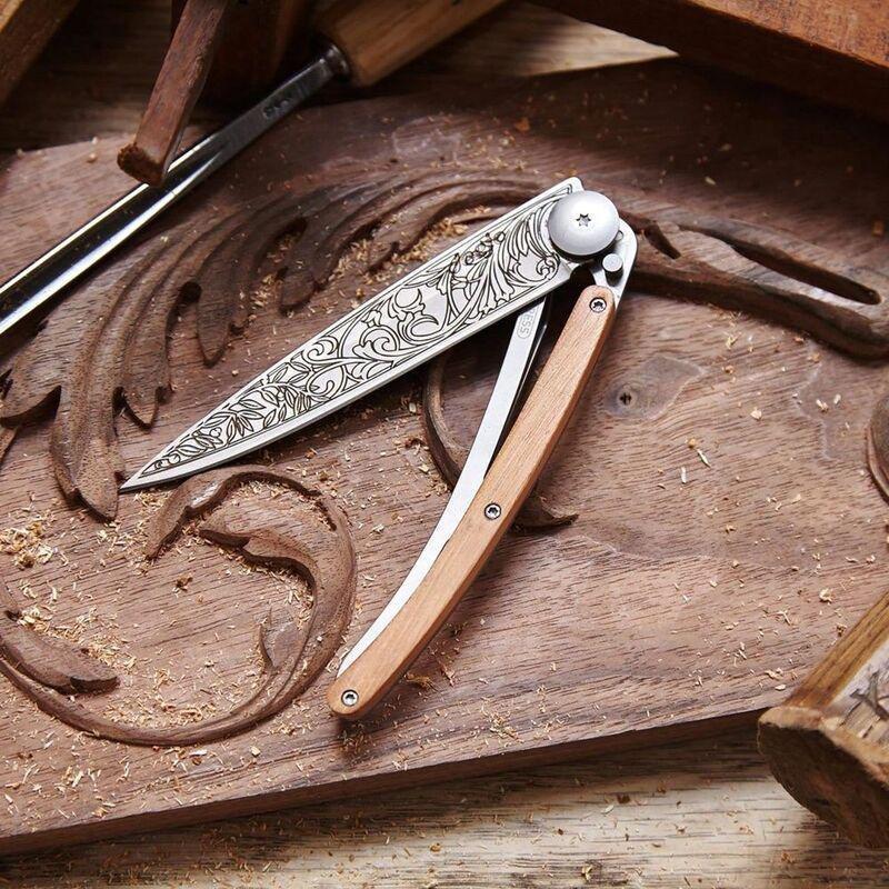 Deejo 37G Pocket Knife - Juniper Wood/Art Nouveau (Grey), , large image number 5