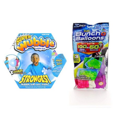 WUBBLE BUBBLE - Wubble Bubble Blue Super Wubble Ball with Pump + Bbunch O Balloons Rapid Fill 3 Pack