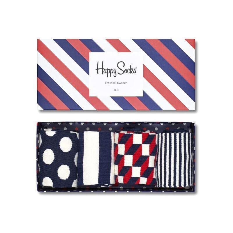 Happy Socks Stripe Gift Box Unisex Adult Crew Socks Multicolor (Pack of 4) (Size 36-40 EU), , large image number 0