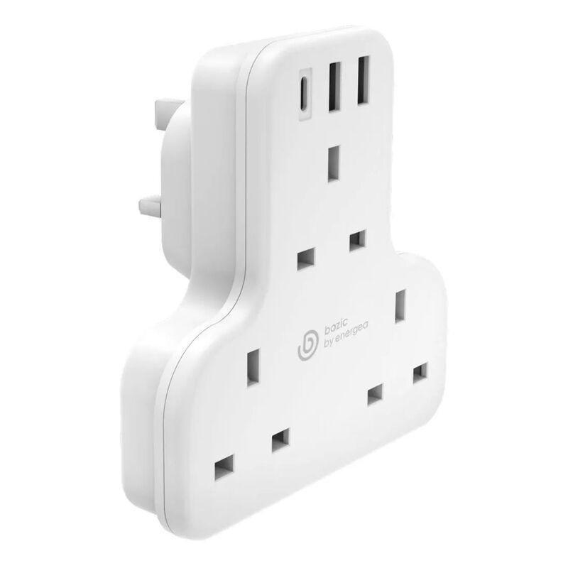 Bazic GoPort Trio 6-In-1 Multi-Socket Wall Charger With PD/QC 20W Fast Charging - White, , large image number 1