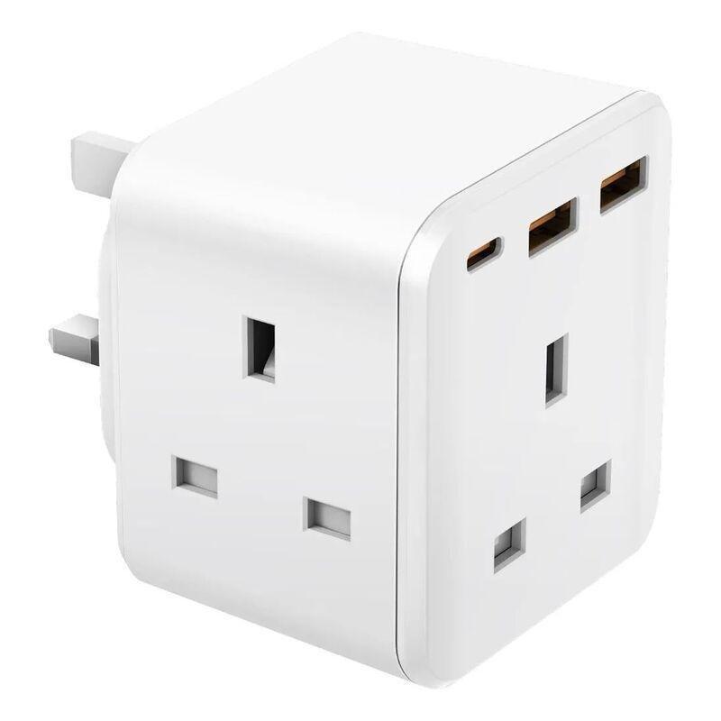 Bazic GoPort Cube 6-In-1 Multi-Socket Wall Charger With PD/QC 20W Fast Charging - White, , large image number 0