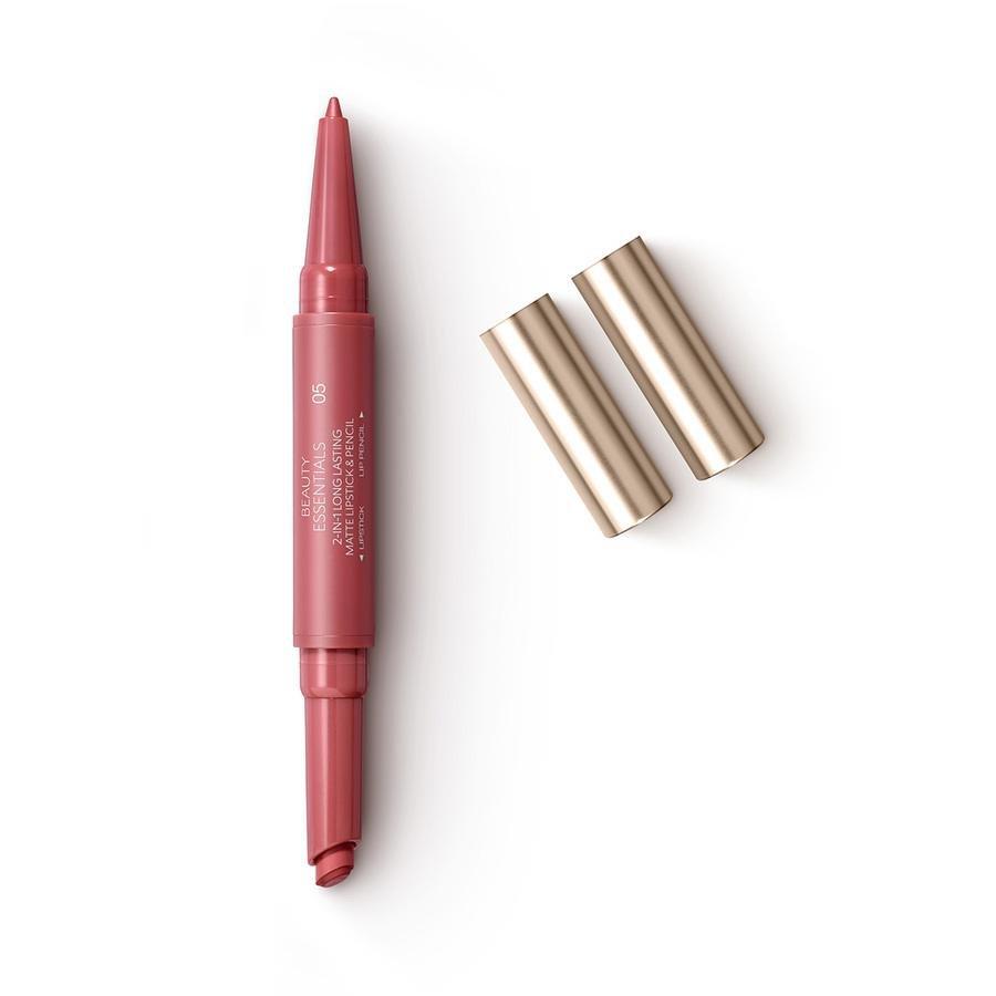 Beauty Essentials 2-In-1 Long Lasting Matte Lipstick And Pencil, 005 Revitalizing Cherry, large image number 0