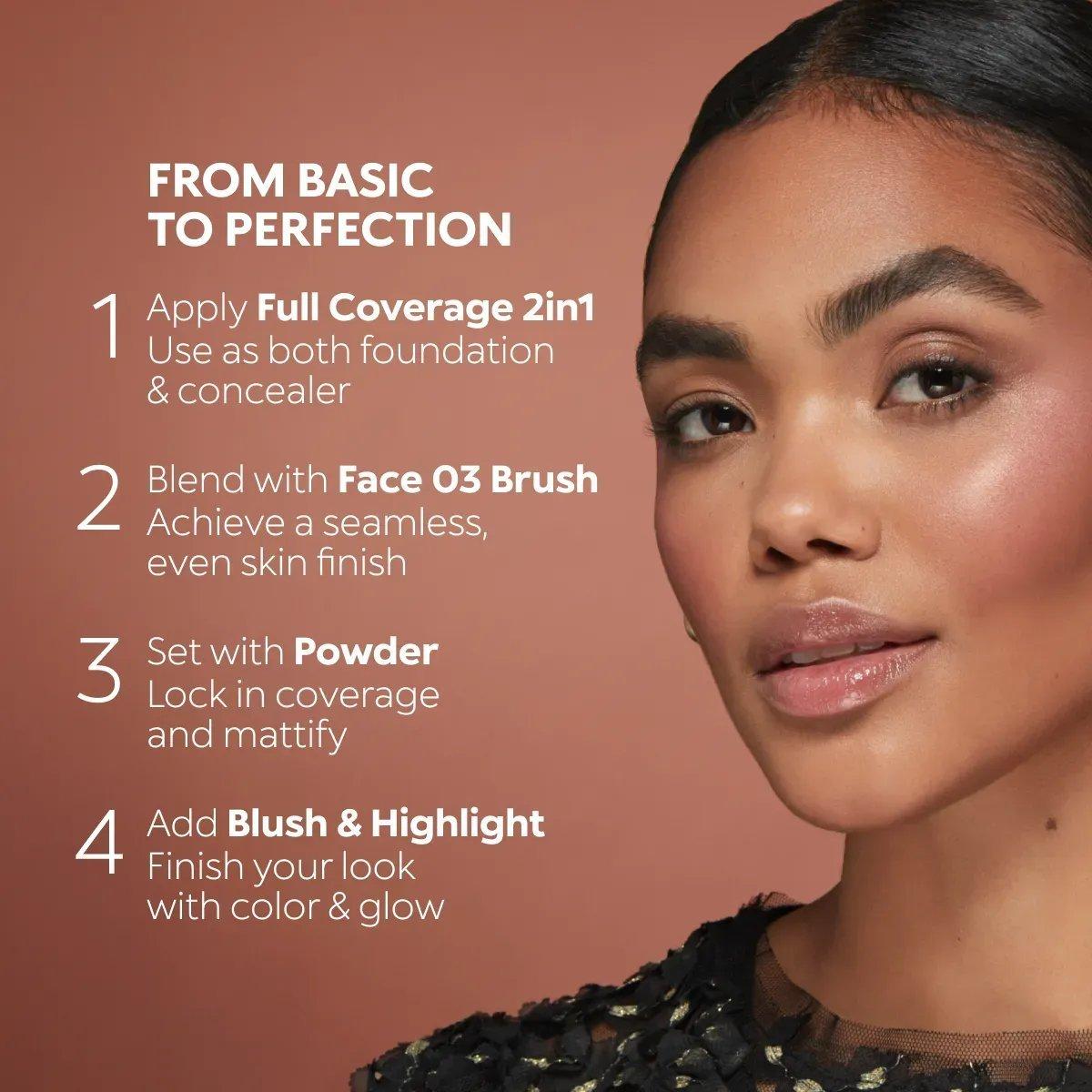 Full Coverage 2-In-1 Foundation And Concealer, 003 WB80 Warm Beige, large image number 3