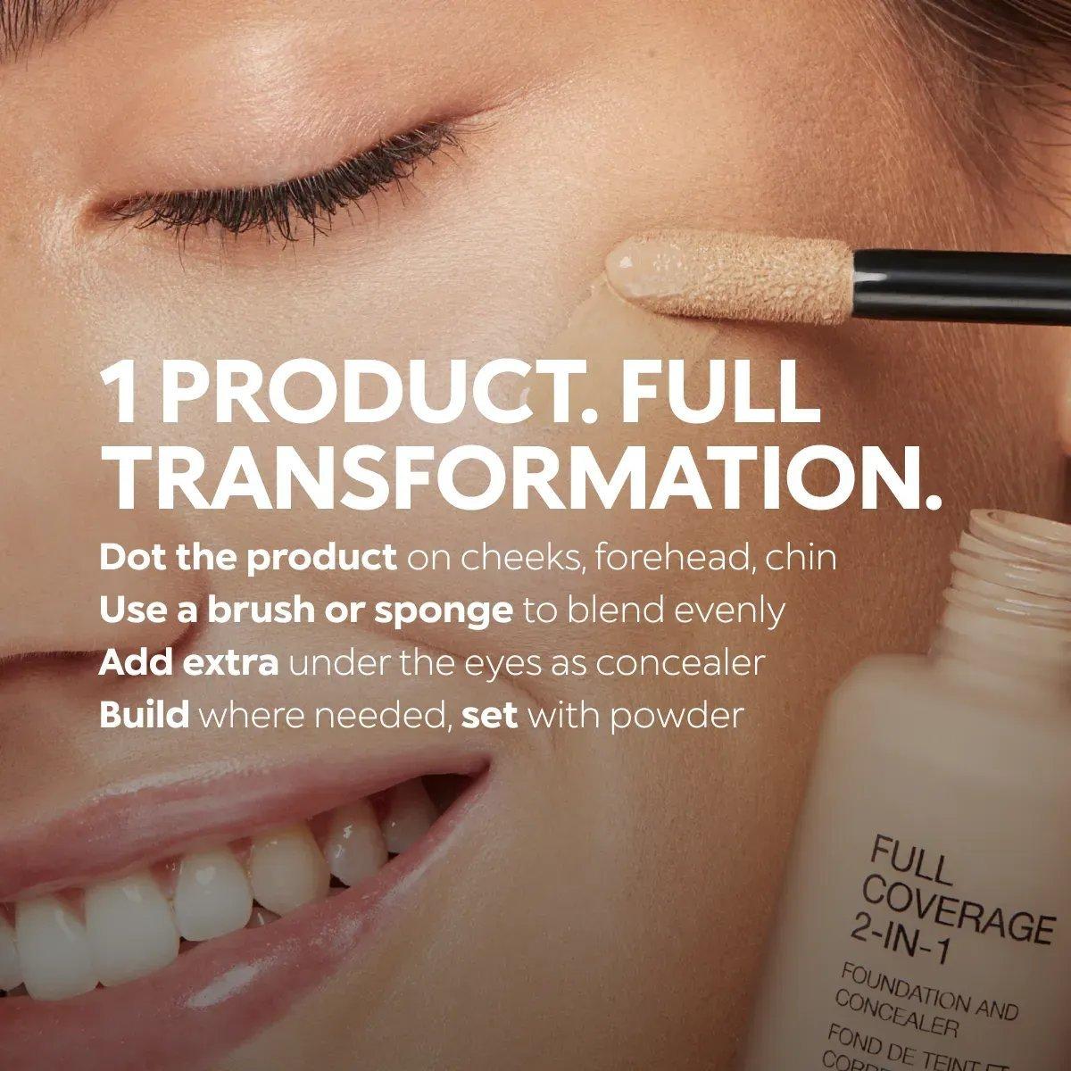 Full Coverage 2-In-1 Foundation And Concealer, 003 WB80 Warm Beige, large image number 4