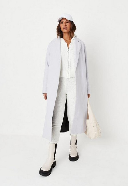 Missguided - Grey Side Split Formal Midaxi Coat, Women