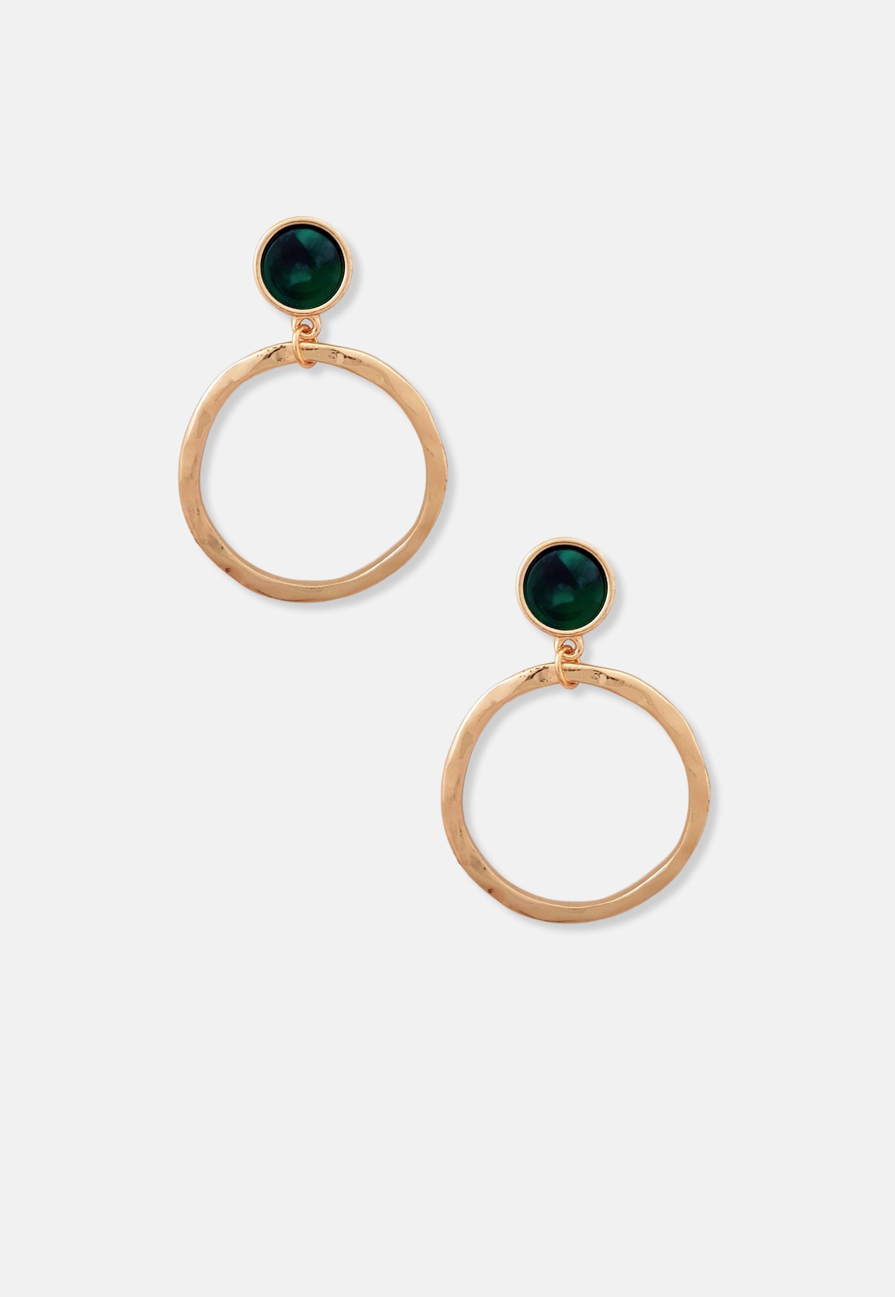 Emerald Resin Ring Earrings, Women, , large image number 1