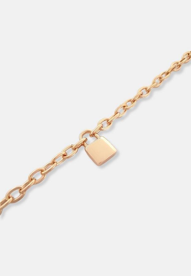 Gold Look Padlock Chain Anklet, Women, , large image number 2