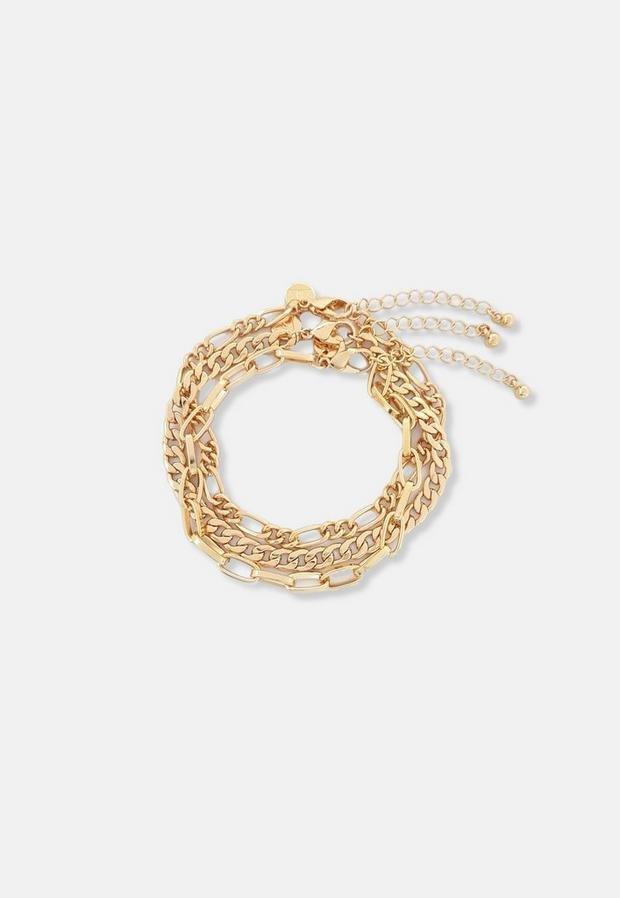Gold Look Chain Bracelet 3 Pack, Women, , large image number 2