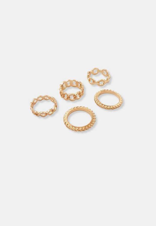 Gold Chain Stacked Rings, Women, , large image number 1