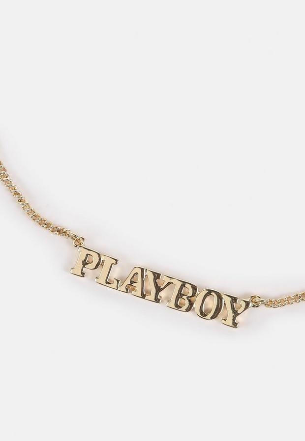Gold Look Playboy X Missguided Chain Necklace, Women, , large image number 0