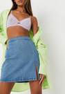 Missguided - Blue Single Split Denim Mini Skirt, Women