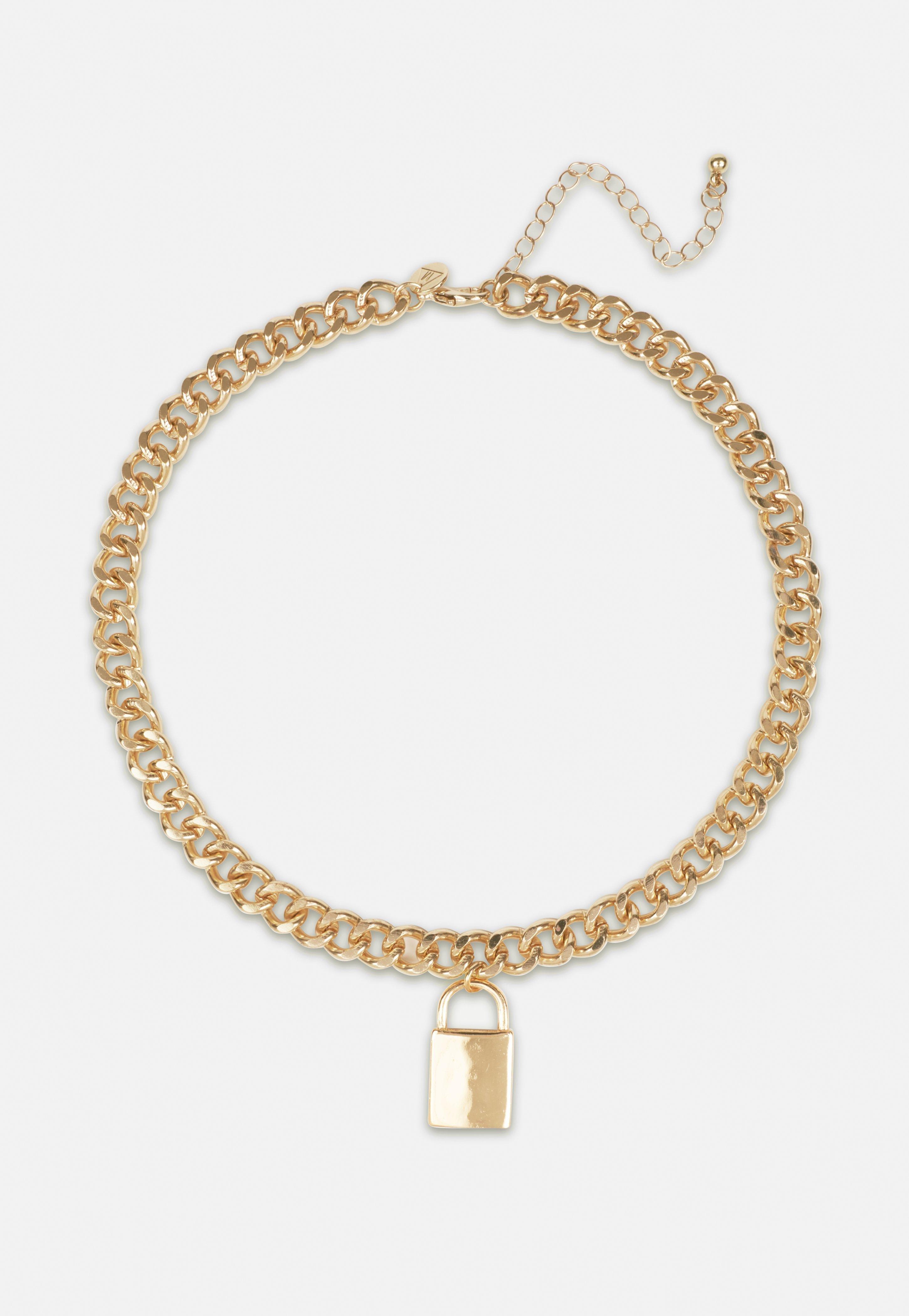 Gold Padlock Chunky Chain Necklace, Women, , large image number 0