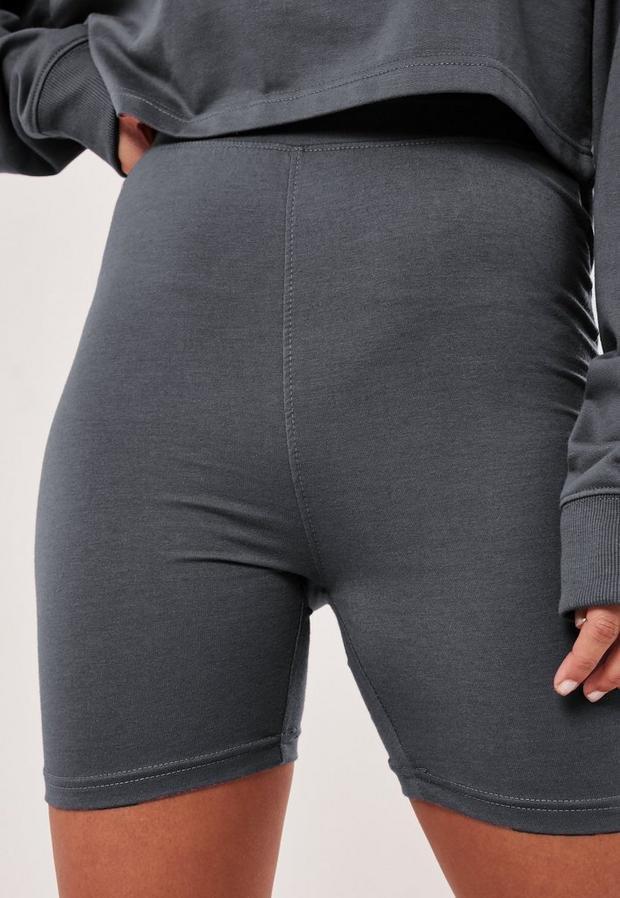 Dark Grey Charcoal Cycling Shorts, Women, , large image number 2