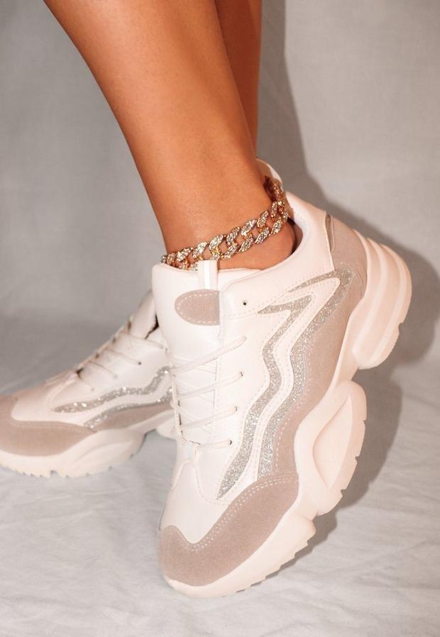 Gold Look Pave Crystal Chain Anklet, , large image number 1
