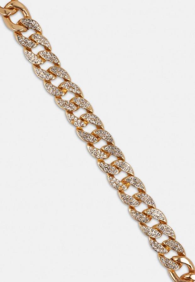 Gold Look Pave Crystal Chain Anklet, , large image number 2
