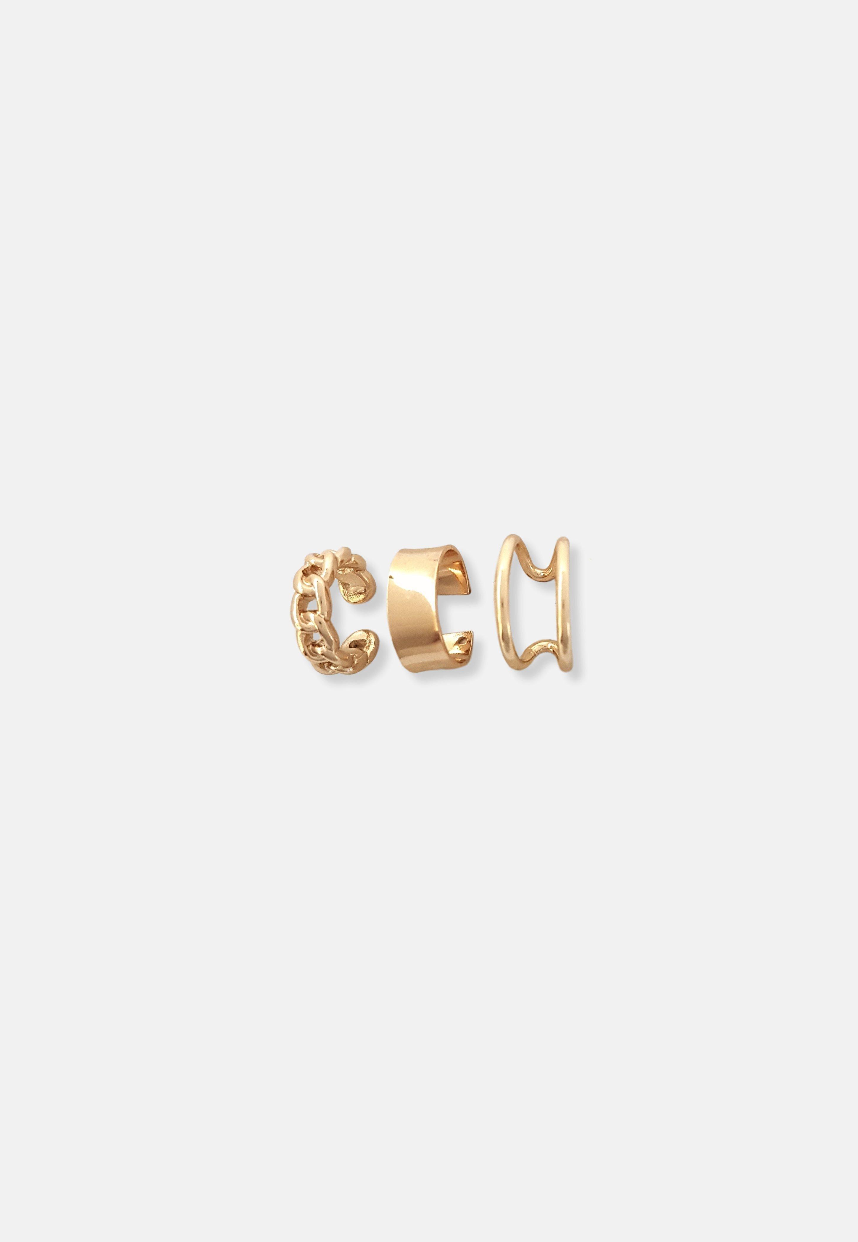 Gold Ear Cuff Set With Strass, Women, , large image number 0
