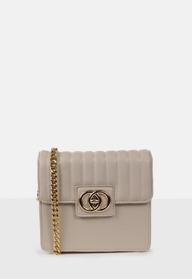 Cream Quilted Double Ring Cross Body Bag, Women, , large image number 0