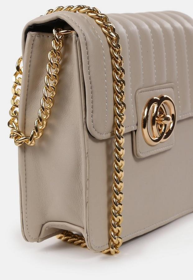 Cream Quilted Double Ring Cross Body Bag, Women, , large image number 3