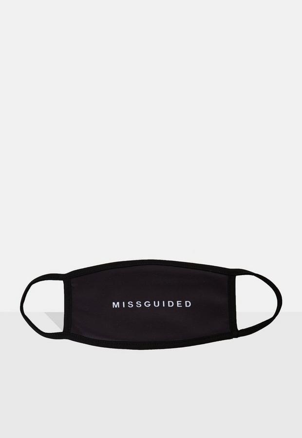 Black Branded Double Layer Face Mask, Women, , large image number 0