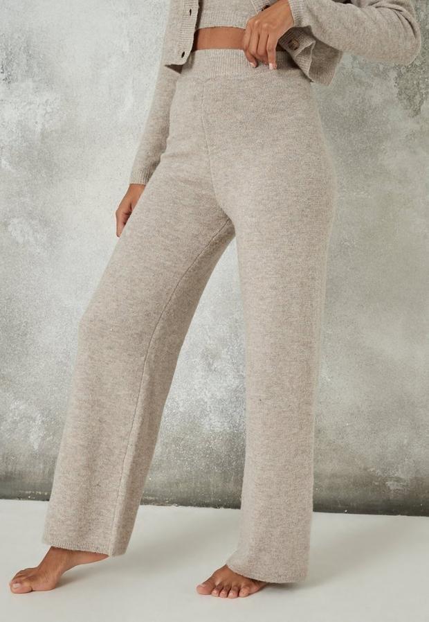 Stone Recycled Co Ord Knit Wide Leg Trousers, Women, , large image number 4