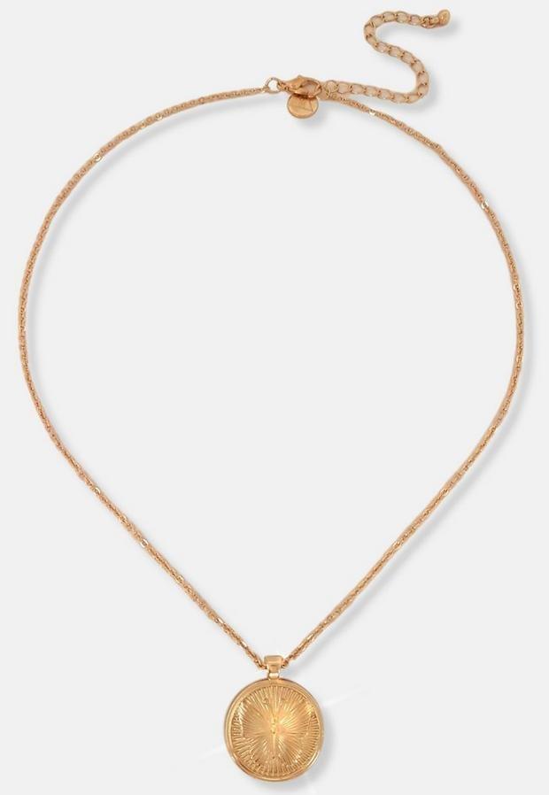 Gold Look Butterfly Coin Pendant Necklace, Women, , large image number 0