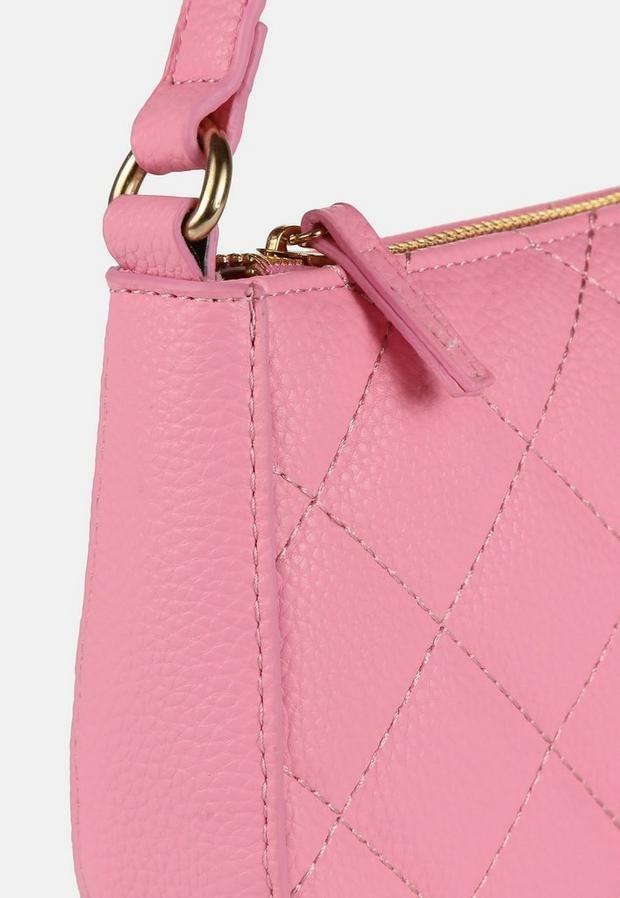 Pink Diamond Quilted Faux Leather Shoulder Bag, Women, , large image number 3