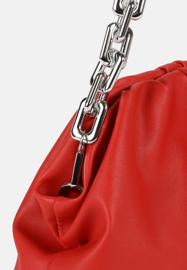 Red Rectangular Chain Pouch Bag, Women, , large image number 3