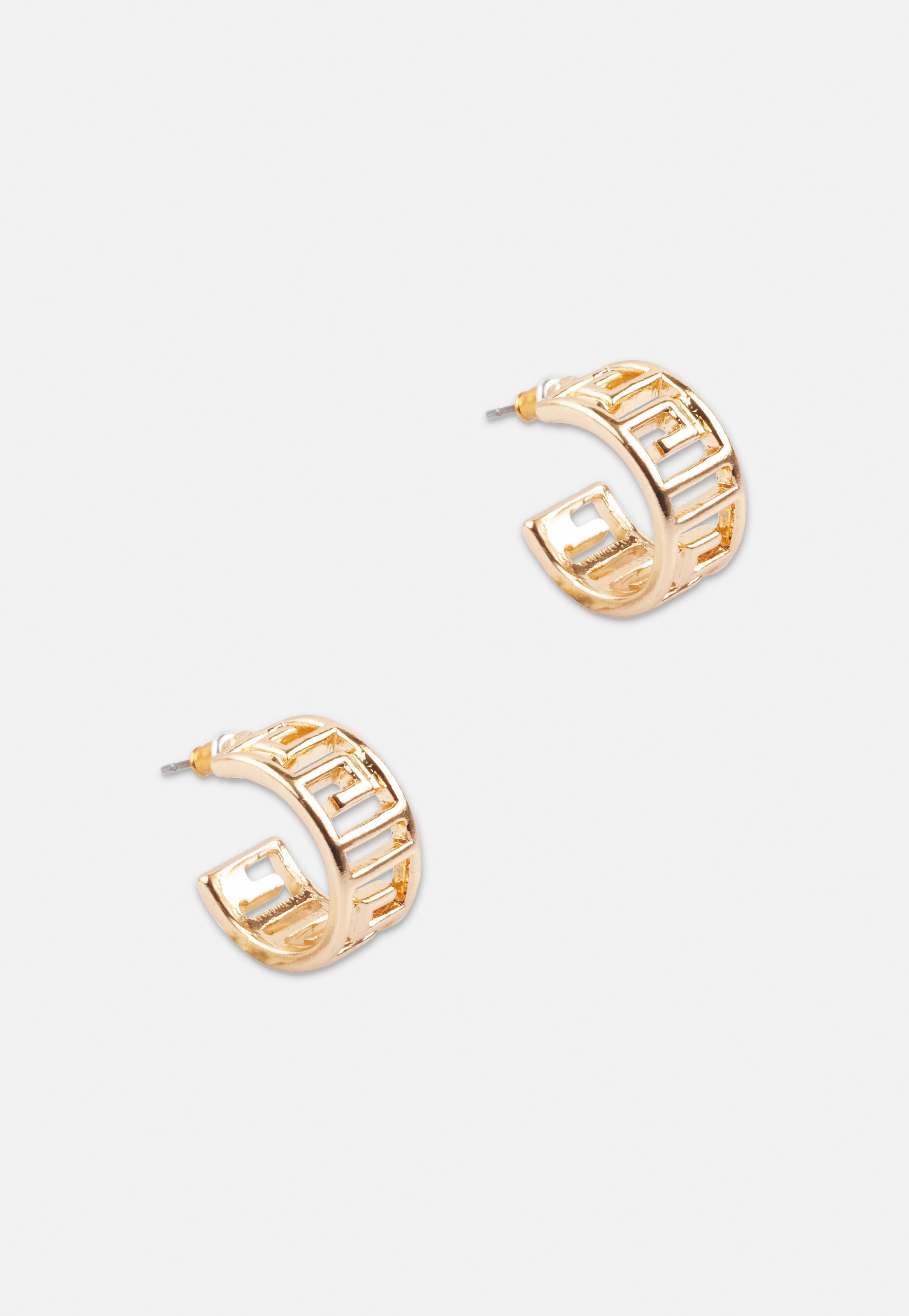 Gold Look Scroll Mini Hoop Earrings, , large image number 1