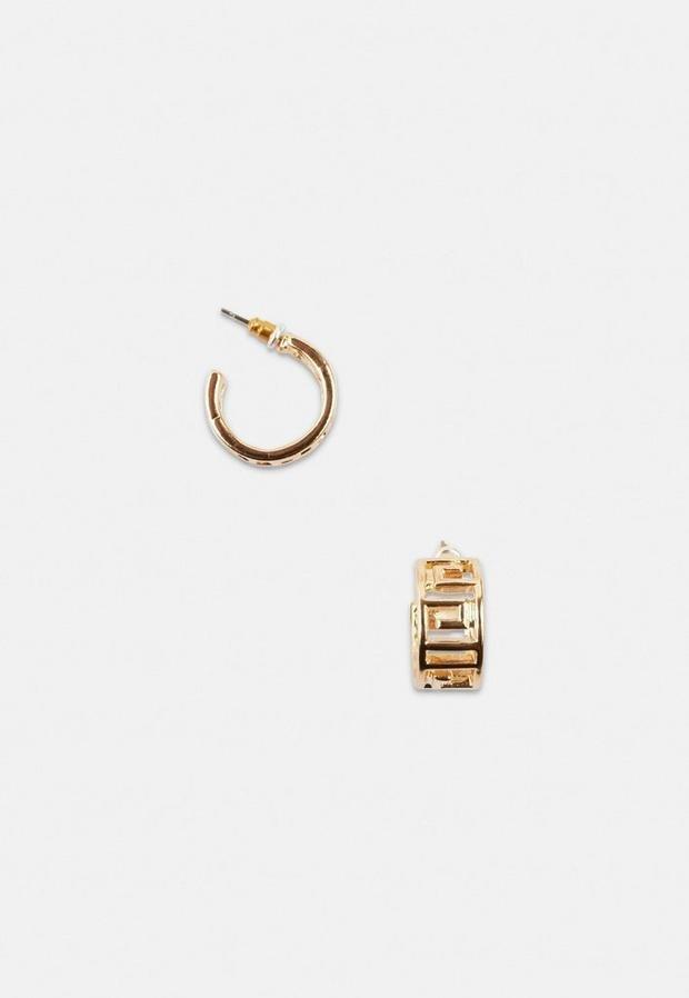 Gold Look Scroll Mini Hoop Earrings, , large image number 3
