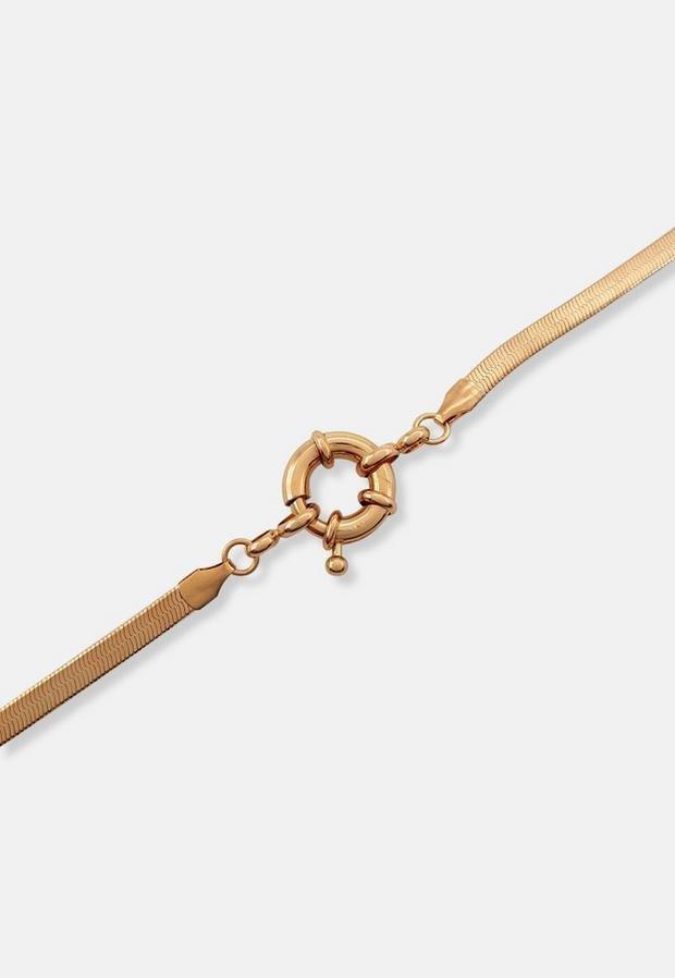 Gold Look Flat Snake Clasp Necklace, , large image number 2