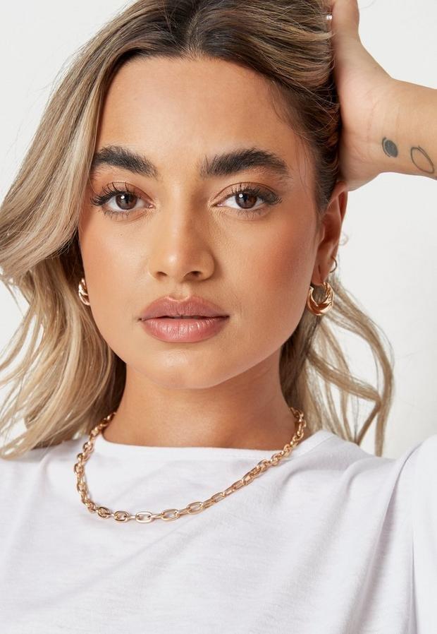 Gold Look Round Twist Mini Hoop Earrings, Women, , large image number 0