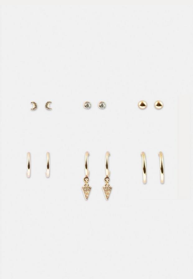 Gold Look Arrow Stud And Hoops 6 Pack, , large image number 1