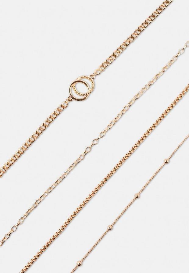 Gold Look Layered Choker And Chain Necklaces Multipack, , large image number 2