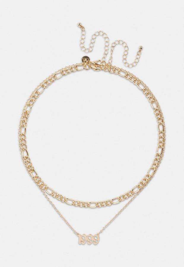Gold Look 1999 Gothic Year Necklaces 2 Pack, Women, , large image number 1