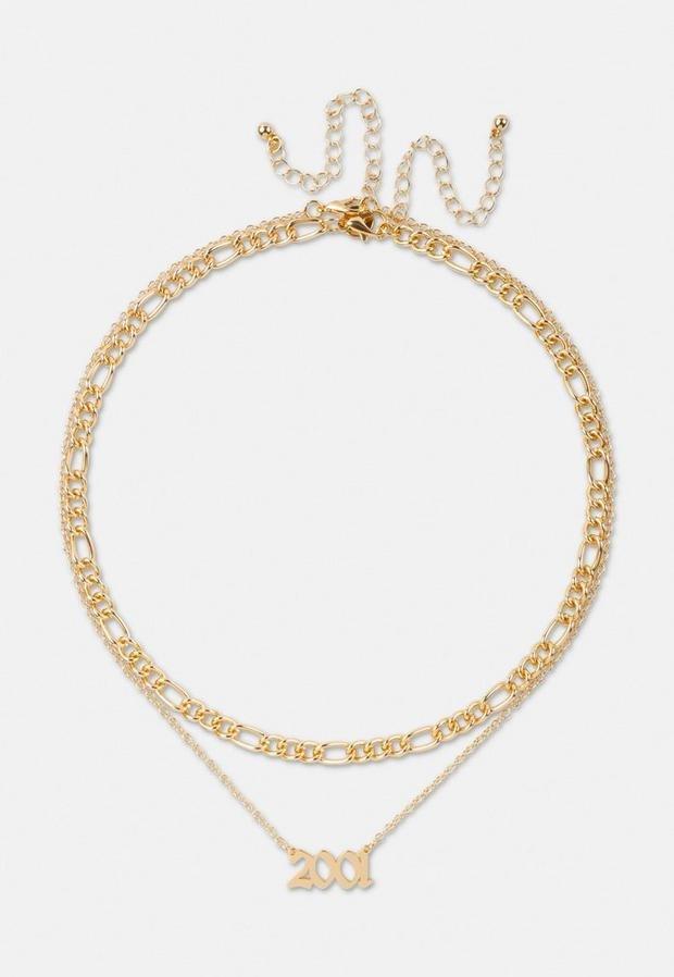 Gold Look 2001 Gothic Year Necklaces 2 Pack, Women, , large image number 1