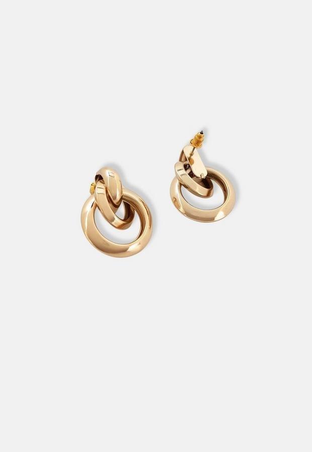 Gold Look Oversized Knot Stud Earrings, Women, , large image number 2