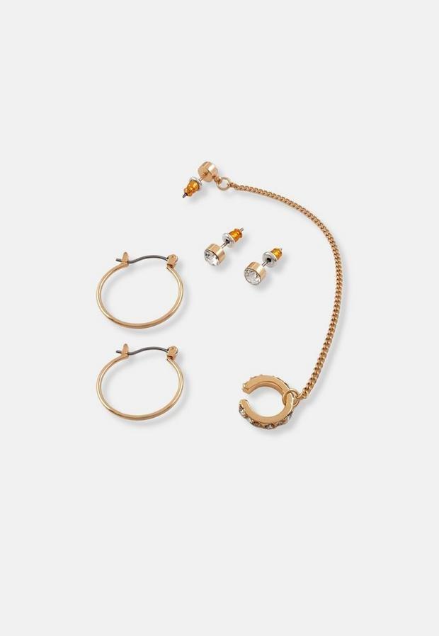 Gold Look Draped Ear Party Set, Women, , large image number 2